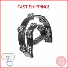 Half Moon Musical Tambourine Double Row Metal Jingles Hand Held Percussion Drum