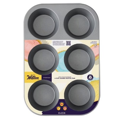 Non-Stick Muffin Pan 6-Cup Jumbo Cupcake Tin Bakeware 12.5 x 8.5 Inch