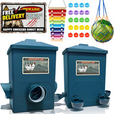 Automatic Port Chicken Feeder and Cup Waterer Set Chicken Coop Accessories....