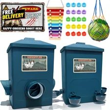 Automatic Port Chicken Feeder and Cup Waterer Set Chicken Coop Accessories....
