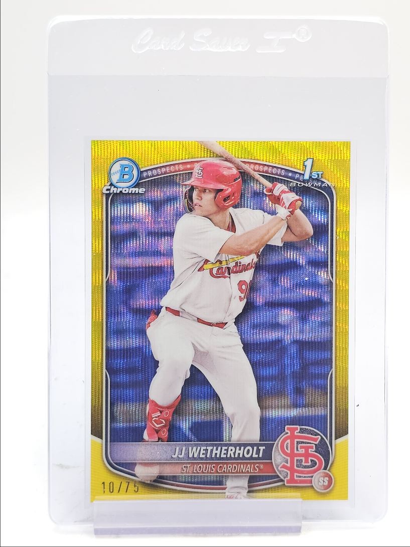 JJ WETHERHOLT 2025 BOWMAN CHROME 1ST YELLOW WAVE REFRACTOR /75 Q5876