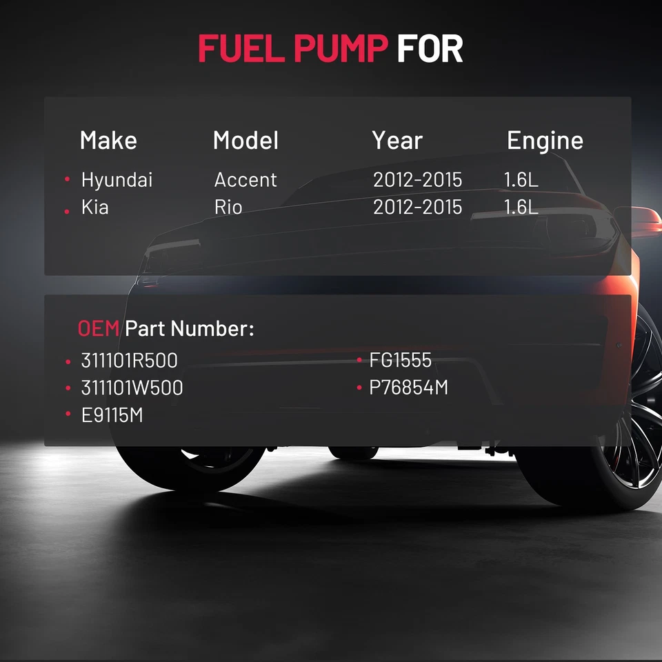 Conjunto de bomba de combustible con sensor para Hyundai Accent Kia Rio 2012-2017 L4 1,6 L gasolina Foto 3 de 4