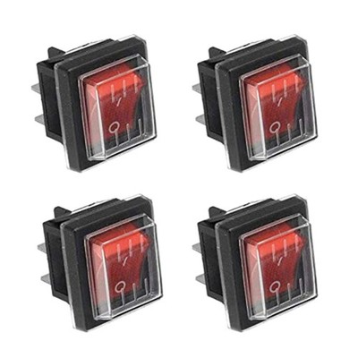 Kippschalter 4 Stück  6A 250V Wippschalter rot Elektronik
