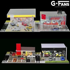 1/64 Diorama Car Garage Model LED Lighting City DIY Model Collection Gifts Toy