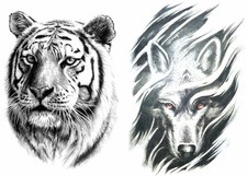 Large Lion Tiger Temporary Tattoo Wolf Animal Design Tattoo 6080