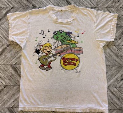 VTG Benny And Cecil T-Shirt Mens Medium White Cartoon Music Single Stitch Y2K
