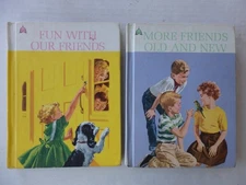 2 Vintage Cathedral Basic Readers- Fun With Our Friends + More Friends Old & New