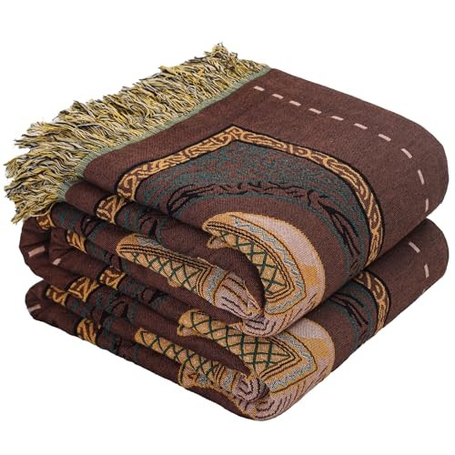 For Bed With Tassels,100% Cotton 80''x 90'' Brown Elephant
