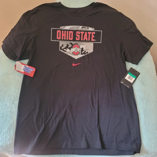 NWT Ohio State Buckeyes Shirt Camo Logo Mens XL Black Nike College Football OSU
