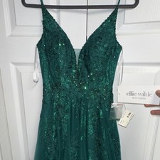 Ellie Wilde Mon Cheri EW34107 Emerald Sequin Formal Dress Size 4 great quality