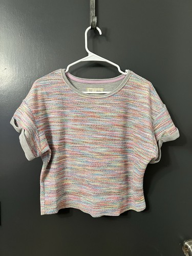 Anthropologie Saturday Sunday Aphra Space Dyed Knit Crop Sweater Top Size S