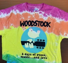 Liquid Blue Woodstock T-Shirt 3 Days Of Peace Tie Dye Graphic Tee Music Sz XL