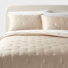 3pc King TENCEL Comforter and Sham Set Khaki - Threshold: Satin Weave
