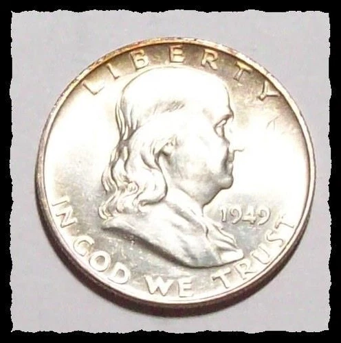 1949-D FRANKLIN HALF DOLLAR  FBL Light Toned Well Struck Choice BU  #23D47 .900