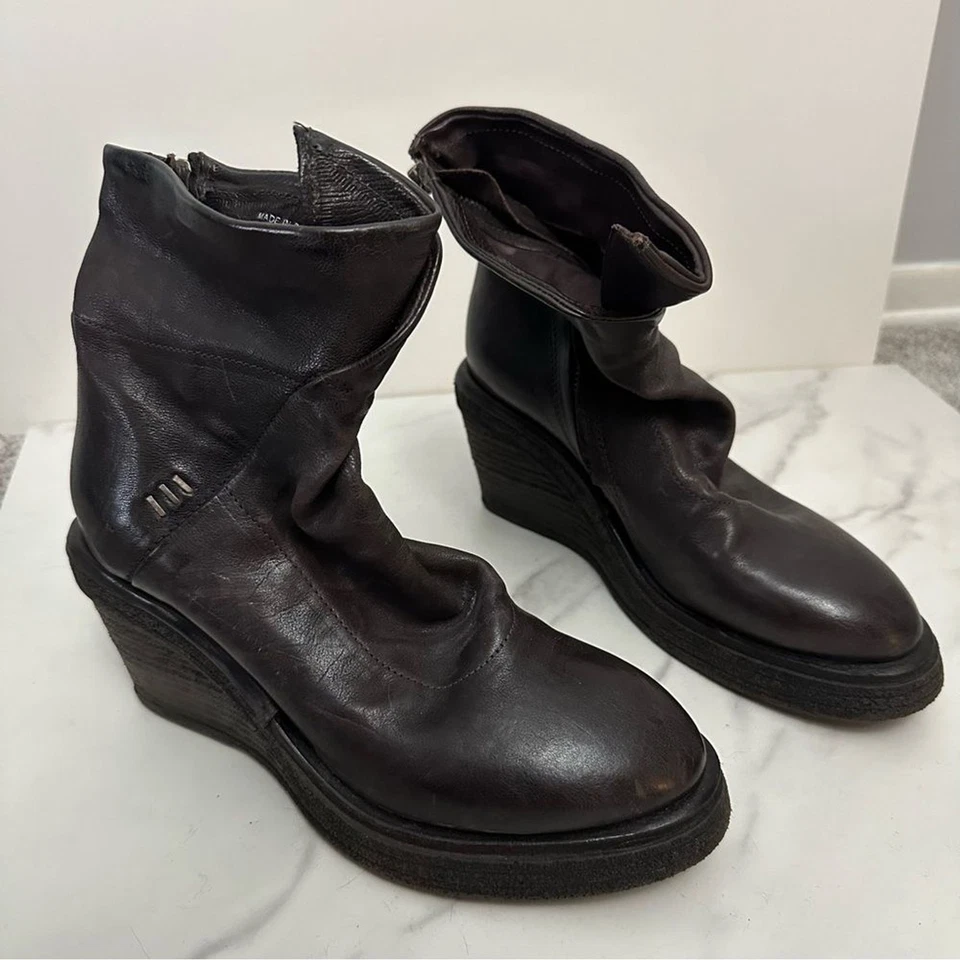 A.S.98 Women's Tremont Leather Wedge Ankle Booties Size European 38/US 7.5-8 - Image 2 of 4