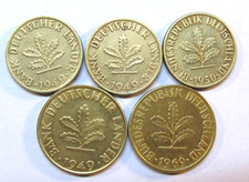 1949/1950/1969 Early East Germany 5 & 10 Pfennig Coins -Lot Of 5 Coins