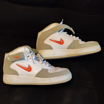 Nike Air Force 1 QS Mid Oil Green/White/Orange Mid Top Lace Up DQ3505-100 2022