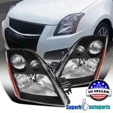 For 2007-2009 Sentra Black Headlights Replacement Lamps Pair Left+Right 07 08 09