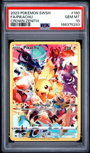 2023 POKEMON SWORD & SHIELD CROWN ZENITH #160 FULL ART/PIKACHU PSA 10
