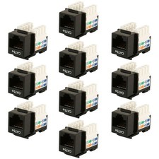 10 Pcs Cat5E RJ45 Network LAN Ethernet Keystone Jack 110 Punch Down 8P8C Black