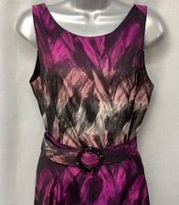 Ladies PHASE EIGHT Vintage Pink / Black Mix Party Dress Size 12 (473S)