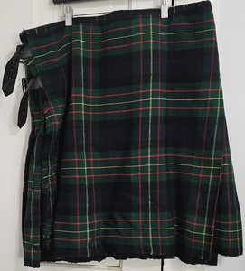 Men's Scottish Highland Traditional Green Tartan Kilt Skirt Acrylic Size 42
