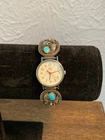 Vtg Turquoise & Coral Sterling Ladies Watch Band ~ Non Working Timex Watch