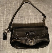 Authentic COACH Legacy Black Leather Wristlet - Turnlock Pocket Zip Top