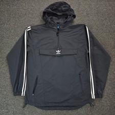 Vintage Adidas Jacket Mens Small Classic Trefoil Anorak Kangaroo Pocket Hooded