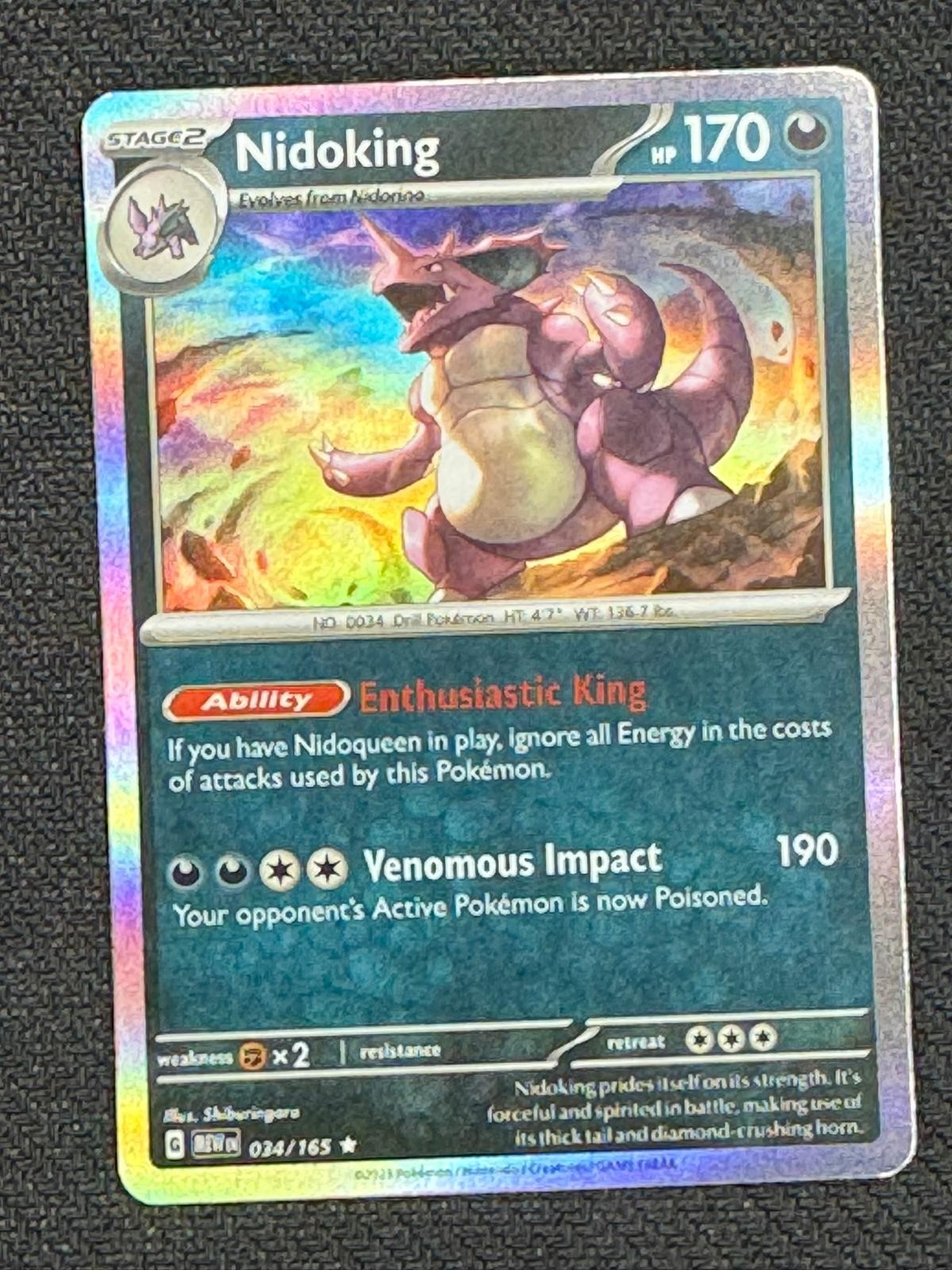 Nidoking 034/165 Rare 151 Pokemon Holo Near Mint