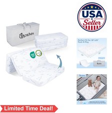 Pack and Play Mattress 38x26 Trifold Memory Foam Dual Sided Portable Crib
