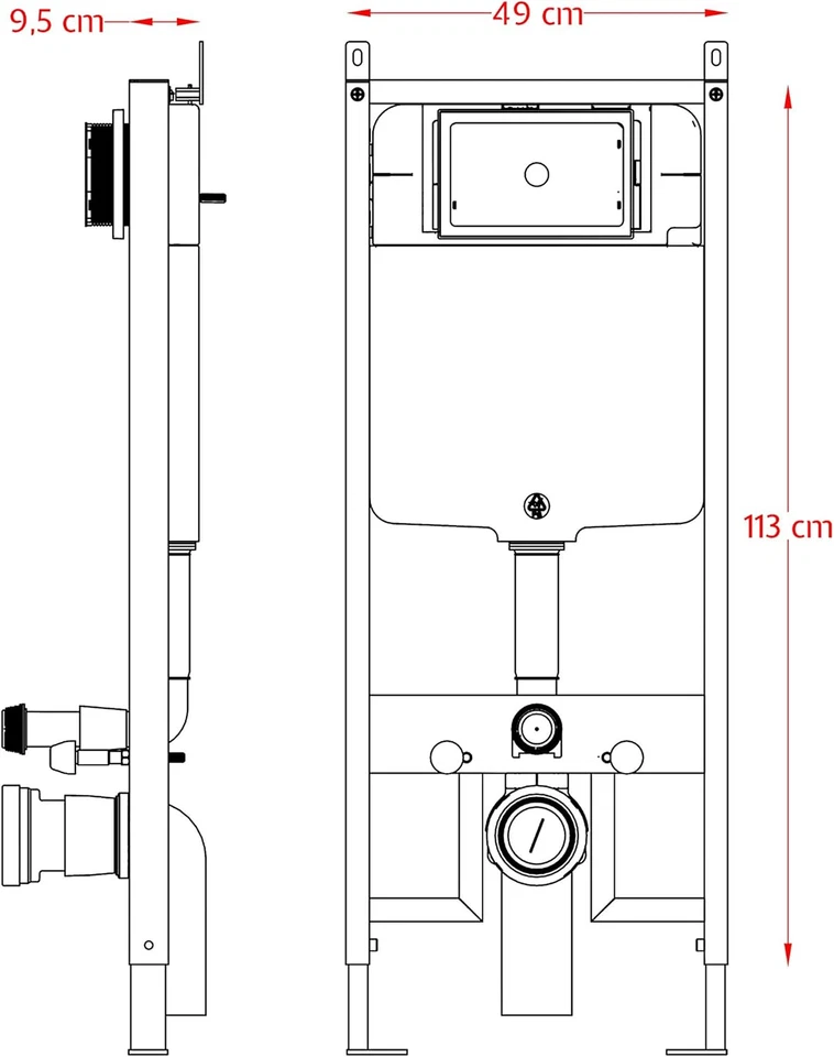 Tecno-Struttura Telaio E Cassetta per Wc Vaso Sospeso Completo Di Placca Di Coma - Immagine 3 di 4