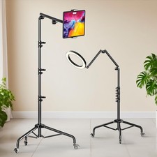 Takerers for Rolling iPad Stand Floor with Casters, Tablet Floor Stand Tripod...
