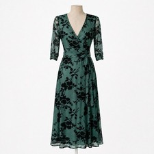 Floral Mesh Burnout Maxi Dress Size S Green Whimsigoth Witchy Dark Romantic