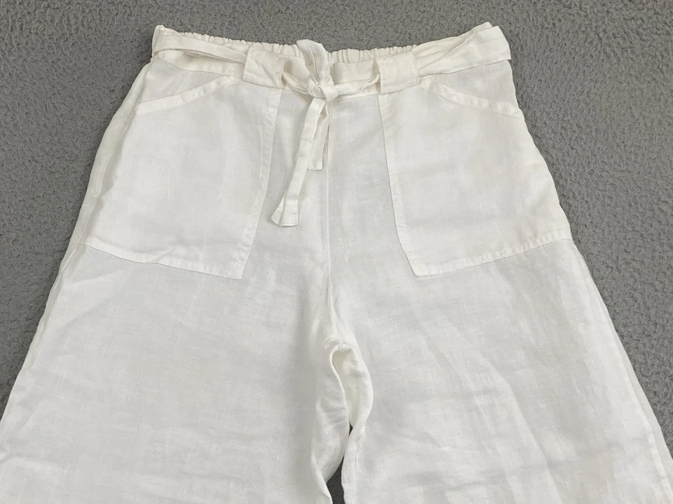 Bryn Walker Linen Wide Leg Crop Pant Womens S White Lagenlook Relaxed Coastal - Image 3 of 4
