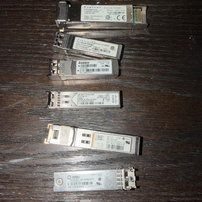 Lot Of 7 SFP Fiber Transceiver Modules - Finisar, Cisco, Avago, JDSU, Barcade