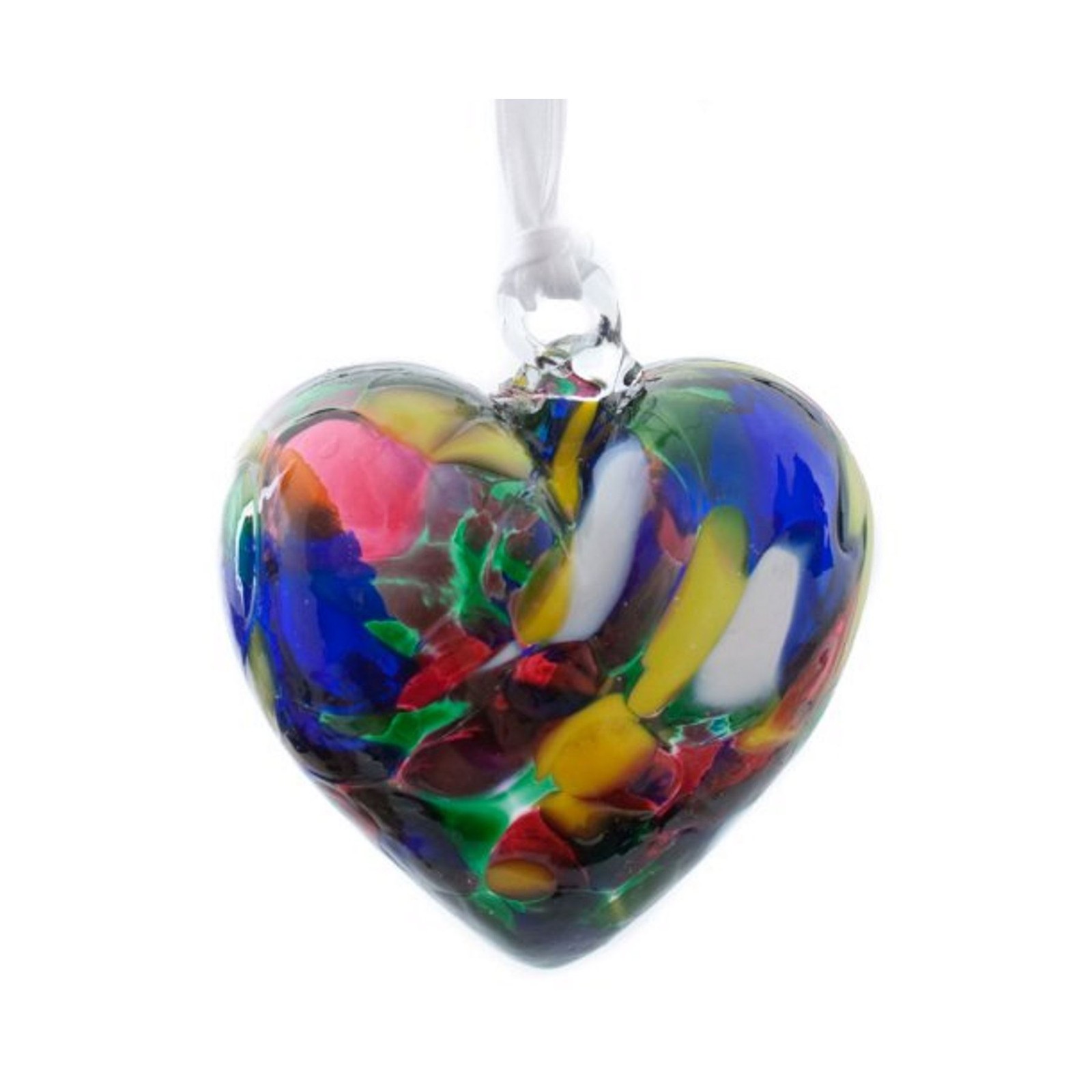 Milford Friendship Multicoloured White Yellow Glass Heart Small Handmade Token
