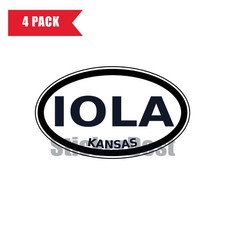 Kansas Iola Oval Sticker 4 Pack 3x2 Inch