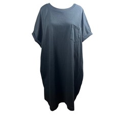 NWT GAP Black Oversized Pocket T-Shirt Dress XXL Casual Comfort Rolled Cuffs