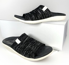 Spenco Womens Odessa Fauna Ortho Memory Foam Slides Black Knit Sandals, 6B NICE 