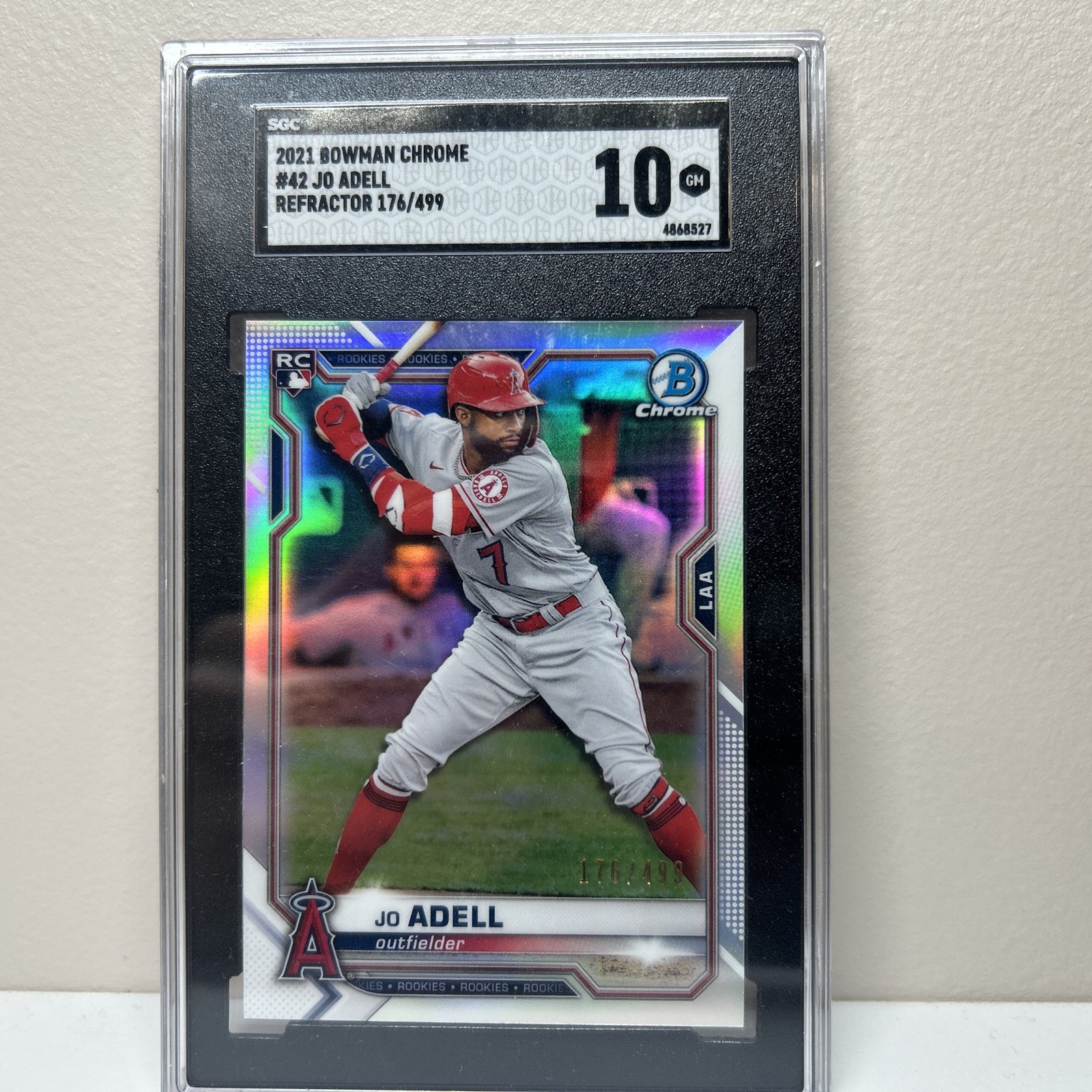 2021 Bowman Chrome SILVER REFRACTOR #42 JO ADELL RC Rookie 393/499 Angels