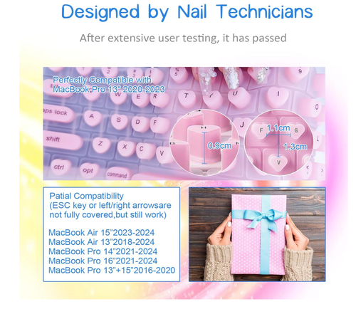 Keyboard Cover for Long Nails Silicone Raised Cover Protector Mac Compatible NEW - Photo 5/9