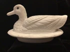 Vintage Milk Glass "Duck" dish