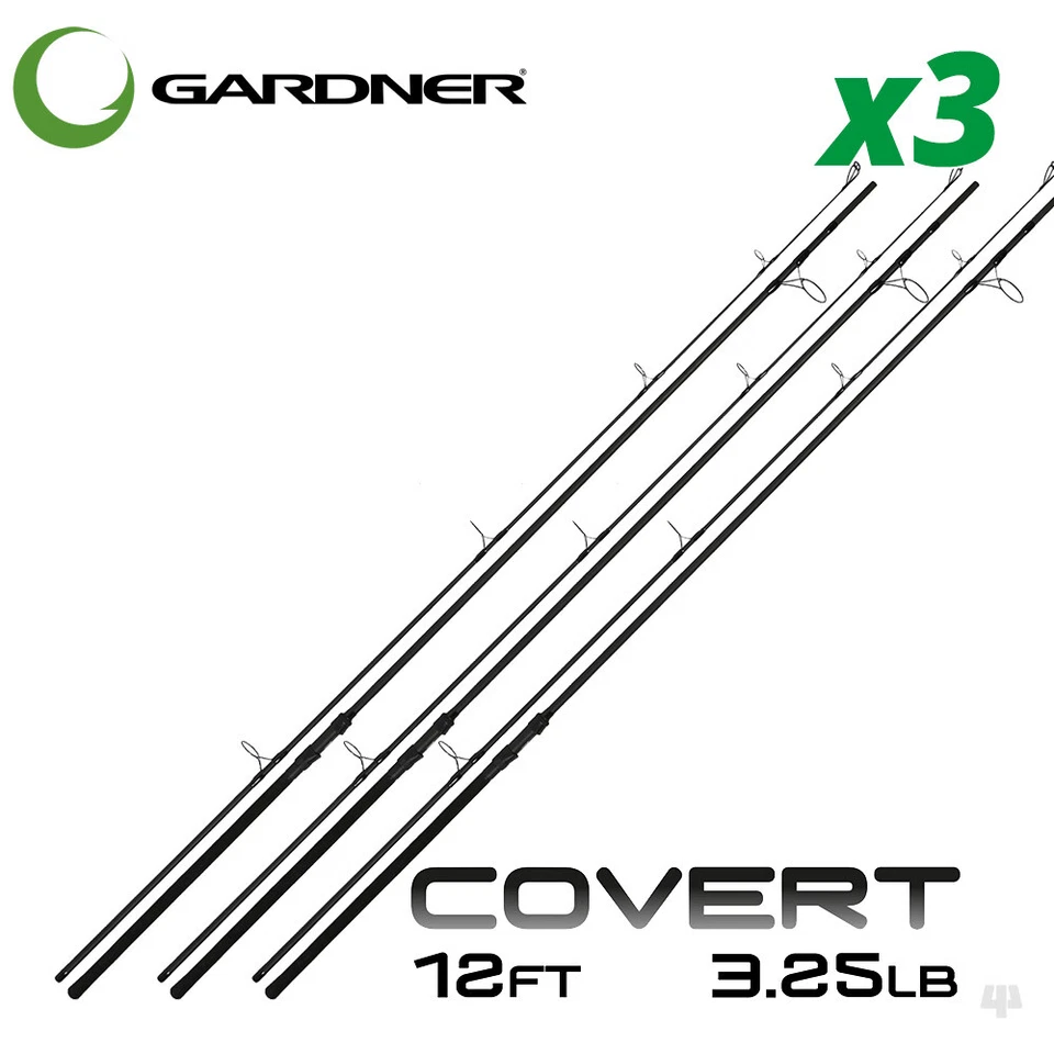 Gardner Tackle Covert Rods 12ft Set of 3 - Carp Pike Barbel Tench Coarse Fishing