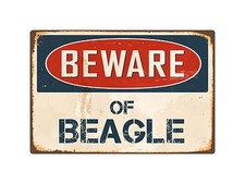 Beware Of Beagle 8" x 12" Vintage Aluminum Retro Metal Sign VS041