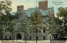 Peoria Illinois~Webster Grammar School~West Millman Street~Iron Fence~1914