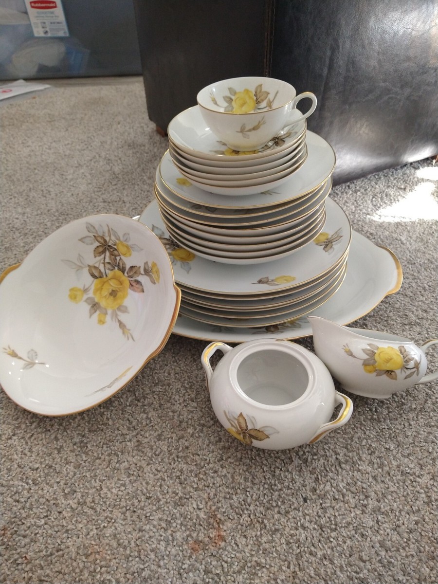 Sanon　0605 1950s Cotillion by Sango Japan, Yellow Rose Porcelain China set