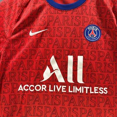 Nike Paris Saint Germain Red Short-Sleeve Shirt Jersey Size M