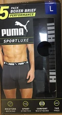 Puma Men's Microfiber Boxer Brief 5 pack Black & Grey & Blue LARGE 36-38