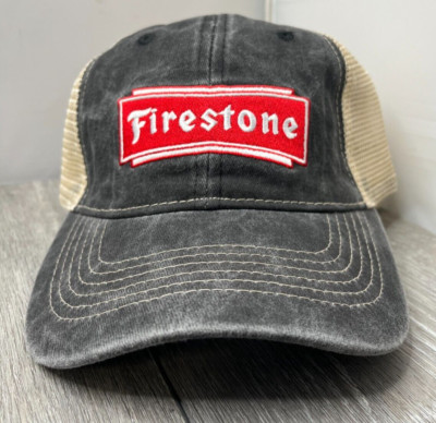Firestone Mens Embroidered Logo Adjustable SnapBack Cap, Black/Cream OS